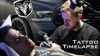 Tattooing Crazy Custom Dodge Ram! Tattoo Timelapse.