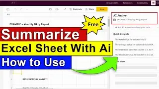 How to Use AI to Summarize an Excel Sheet | Use AI to Analyse Excel Data | Excel sheets Summarizer