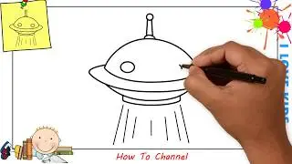 How to draw a UFO EASY step by step for kids, beginners, children 2