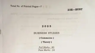Business Studies Class 11 Question Paper | H.S 1st Year Paper AHSEC 2023 @QUICKEDUUPDATES