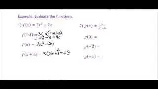 Math 1113 College Algebra Review - Evaluating Functions