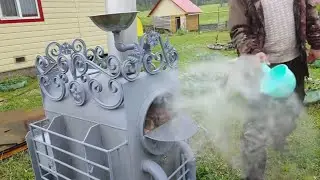 Testing a sauna stove with two gas afterburners