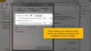 Configuring custom ports in Outlook 2010