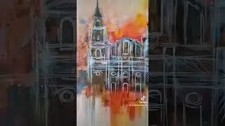 Acrylic painting  CANVAS painting LUDZA  church  | Картина акрилом на холсте ЦЕРКОВЬ Лудза