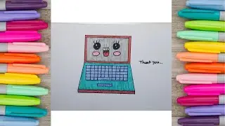 How to Draw and Color a Laptop Easily #drawing #howtodraweasy #laptop