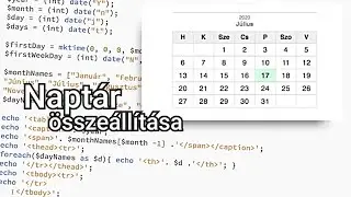 Naptár előállítása PHP-val #php #webdevelopment #programming