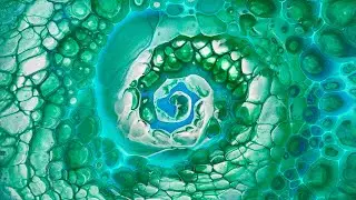 (545) Spiral Straight Pour- Cells No Silicone -  Acrylic Paint Pouring - Fluid Art