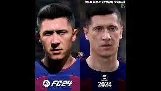 EA Sports FC 24 vs eFootball 2024 Barcelona Player Faces Comparison