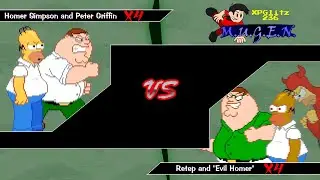 MUGEN Homer Simpson and Peter Griffin vs Evil Selves (4v4)