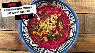 Beetroot & orange yogurt dip with coriander, micro herbs and walnuts