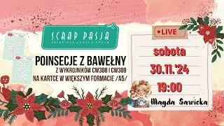 Poinsecje z bawełny na kartce w większym formacie