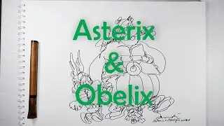 How to Draw Asterix and Obelix || One Line Drawing