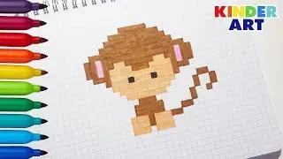 Обезьяна - Рисунки по клеточкам | Monkey - Pixel Art