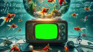 OLD TV IN SEA GREEN SCREEN
