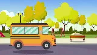 School Bus - Free Cartoon Background Loop