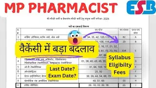 MP Pharmacist Vacancy Update || New Notification || Salary || Syllabus || Eligibility || Dates.