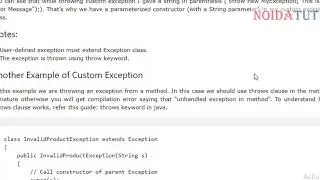 User defined exception in java