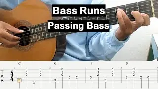 Bass Runs & Passing Bass Guitar Tutorial TAB Guitar Lessons for Beginners