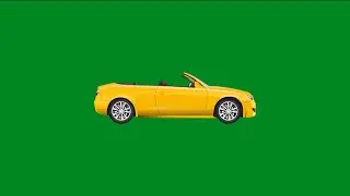 Yellow Convertible Sports Car Drive Animation - on green screen - free use yellow car.