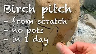 Making primitive birch pitch from scratch in one day, without pots