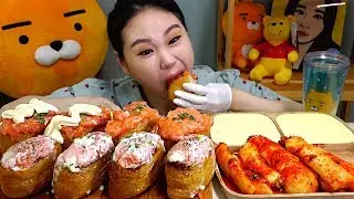 연어아부리 생연어 유부초밥2종 총각김치 먹방 Mukbang