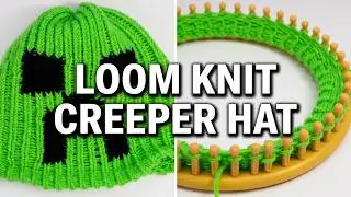 How to make a Minecraft Creeper Beanie Hat on a round loom