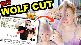 I GAVE MYSELF A WOLF CUT!!! Following a Wolf Cut Tutorial | 5 Minute Haircut 2021 (TIKTOK trend)