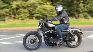 Denim Black Sportster 883 Iron on the road. A classic eye turning bike for 62 years!