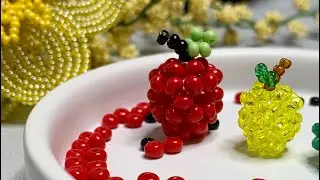 Яблоко из бисера. Фрукты из бисера. DIY beaded apple