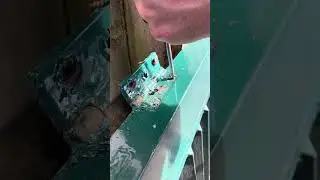 Process in removing flat head screws that have been covered in paint. Old screwdriver and a hammer!