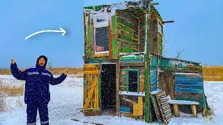 ВЫЖИВАЮ В БУРЮ в САМОДЕЛЬНОМ ДОМЕ! ПЕРВЫЙ СНЕГ!