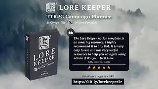 Best Notion Template for D&D: Lorekeeper 5e Campaign Planner
