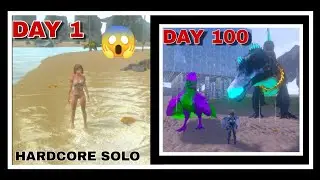 Ark survival mobile||100 DAYS SURVIVE ON HARDCORE SINGLE ISLAND 😱😱