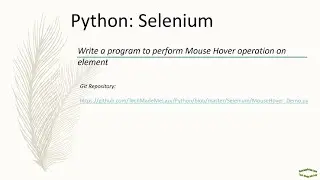 Python | Selenium | Mouse Over