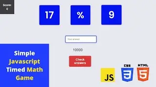 Simple Beginner Timed Javascript Math Game Project Preview