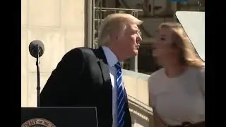 Trump Kisses His Daughter Ivanka During ND Speech