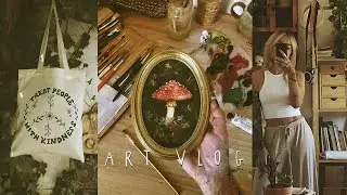 Art Vlog/ Mis totebags, envíos, pintura y reliquias que compré en un mercadillo de antigüedades