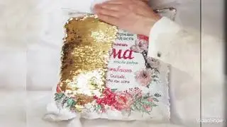 Фото на подушке с паетками