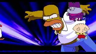 Mugen Request Pingu & Stewie Griffin VS Cheap Homer Simpson & Chowder