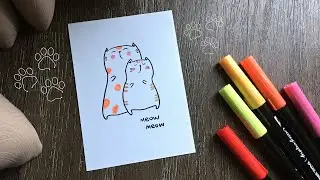How to draw cute cats | EASY drawing ideas that anyone can do!!! #drawsocute