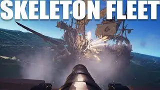FIGHTING A FLEET OF SKELETON SHIPS SOLO | Sea of Thieves