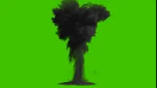 A nuclear explosion with thick black smoke,  an explosion of fire and fuel.