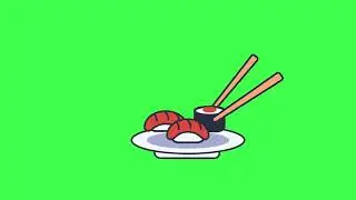 chinese food sushi !! Copyright free animated clip || green screen background