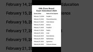 Pseb Class 10th Final Board Datesheet 2024, 10th Class Board Datesheet 2024, pseb 10th class board