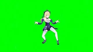 Fischl Orange Justice Green Screen - Genshin Impact MMD
