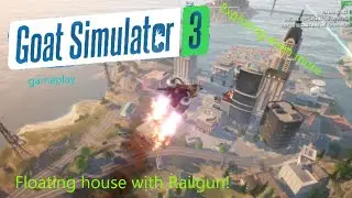 floating house with Railgun!/ Goat Simutlar 3 gameplay/ Exploring even more!
