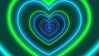 12 HOUR LONG Neon Lights Heart Tunnel for Valentines Day 💙💚  HD Vj loop Disco Blue and Green