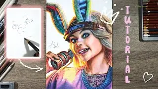 Tutorial with pencils drawing Borderlands -"Tiny Tina". / Туториал рисования карандашами Бордерлендс