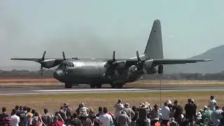 RNZAF C-130H, Tactical Approach, Shortfield Landing and Shortfield Takeoff, Avalon Airshow 2017.