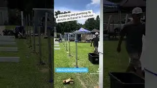 Installing donuts on steel driven post, averaging about 1 minute a post.